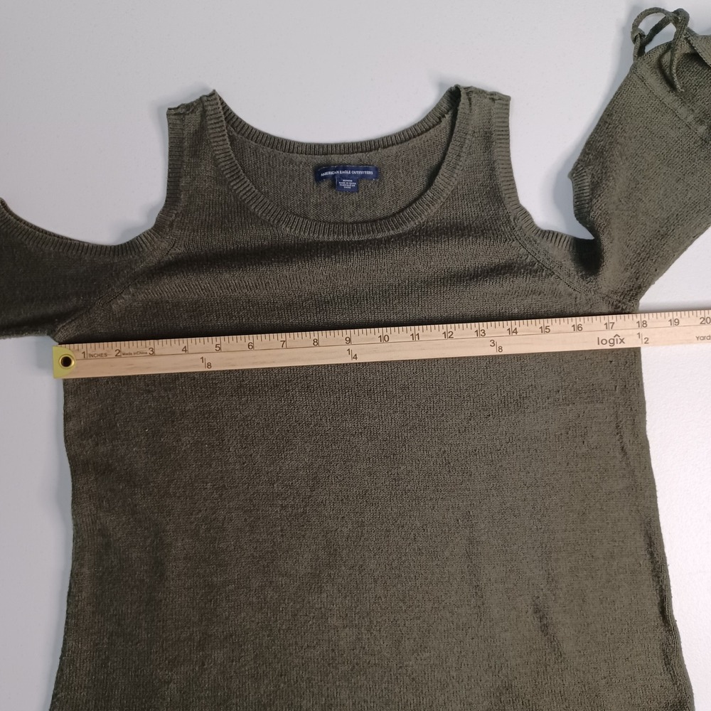 Women's‎ American Eagle Outfitters Olive Green Cold Shoulder Flare Sleeve Size M - Picture 4 of 7